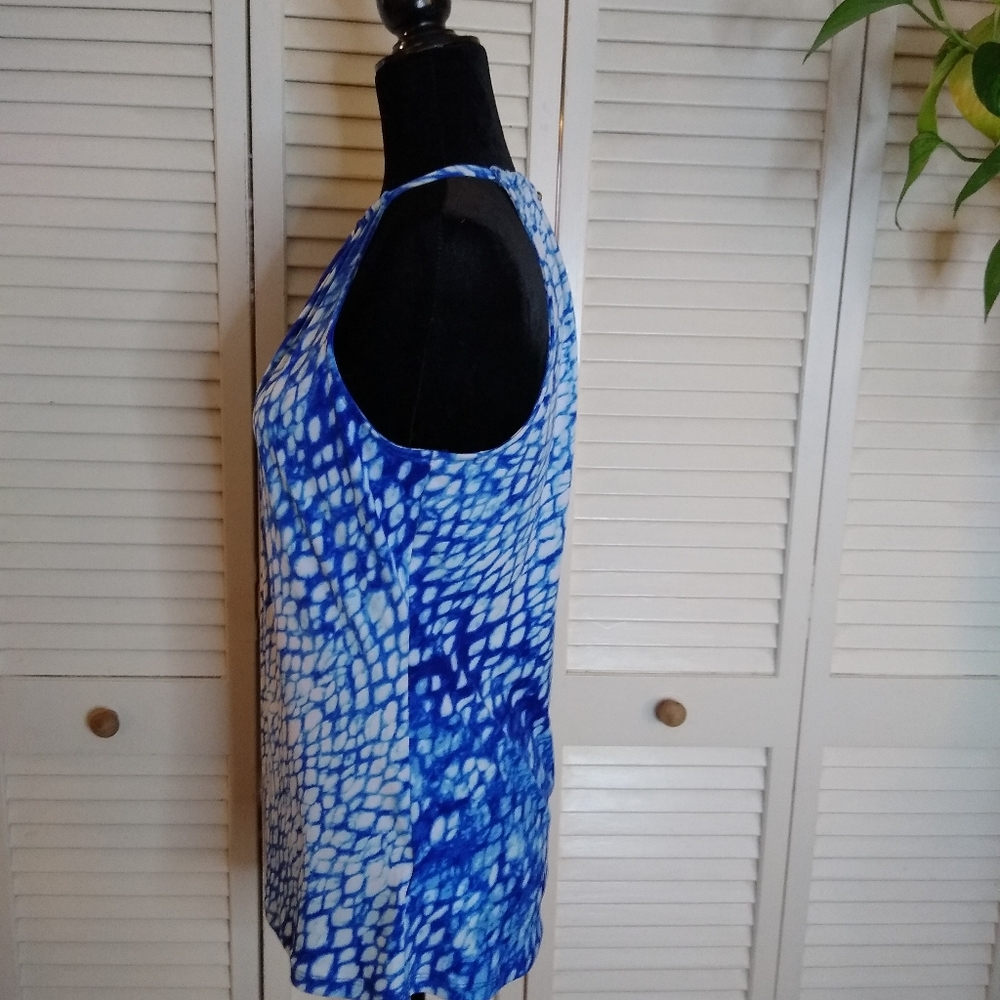Michael Kors Blue Abstract Halter Blouse Keyhole Front Size S - Picture 6 of 12